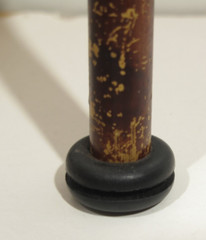 VTG Dark Brown Wood Walking Stick 36 in Long with Black Ribbed Plastic Handle