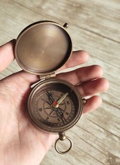 Brass Compass Engraved with Let Your Heart be Your Compass Quote, Gift Compasses