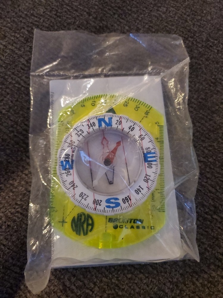 Brunton Classic Compass Optic Green Baseplate NRA Logo New! Q23