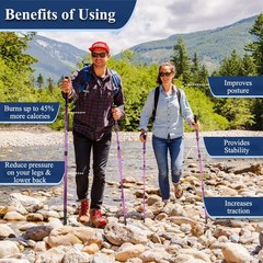 2x Trekking Poles Nordic Walking Hiking Sticks Anti-shock Adjustable Alpenstock