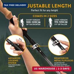Premium Foldable Hiking Poles by USA Brand – Adjustable, Lightweight Trekking Po