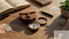 Authentic Vintage Style Brass Pocket Compass with Leather Case Rustic Vintage