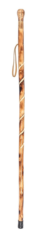 Big Ball Head Twisted Style Wooden Walking Stick for Hiking with Compass (Nat…