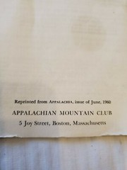 APPALACHIAN MOUNTAIN CLUB ARTICLE – APPALACHIA ISSUE JUNE,1960 “DEATH FROM COLD”