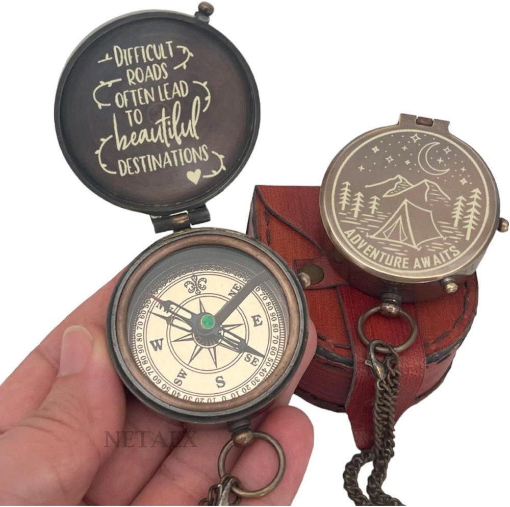 Compass with Special Engraved Greeting for Men/Him, Husband Gifts from Wife