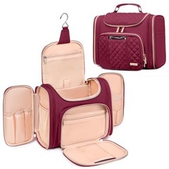 Tealari Large Toiletry Bag for Women Men,Bathroom Bag,Water Resistant Wine Red