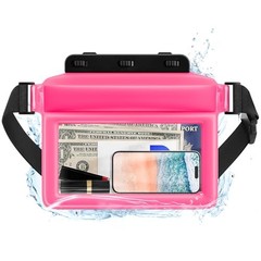 Large Floating Waterproof Phone Pouch with Adjustable Waist Strap, Water Pink