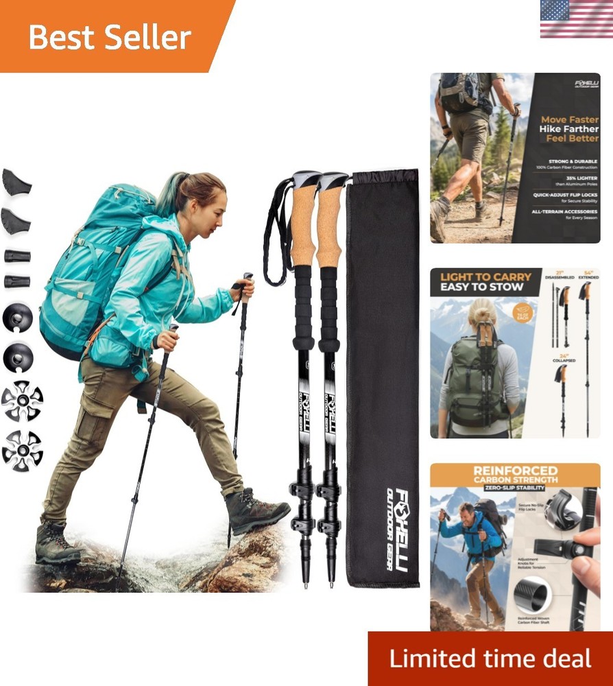 Lightweight Collapsible Trekking Poles with Cork Grips – Perfect for All Terrain