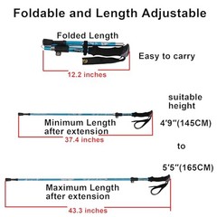 A ALAFEN Lightweight Collapsible Trekking 1 PC(1 Pole) Light Blue 95 -110CM