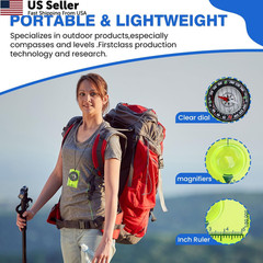 Outdoor Compass with Adjustable Declination, Magnifier, 1PCS, 1 PACK Green