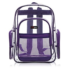 17-Inch Clear Backpack – Transparent PVC School Backpack, Daypack, Purple