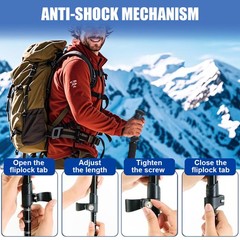 2 Packs Adjustable Hiking Poles Aluminum Retractable Walking Sticks for Nordic