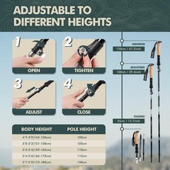 Nordic Walking Stick, TPZ-2, 2pcs Folding Collapsible Lightweight Hiking Pole…