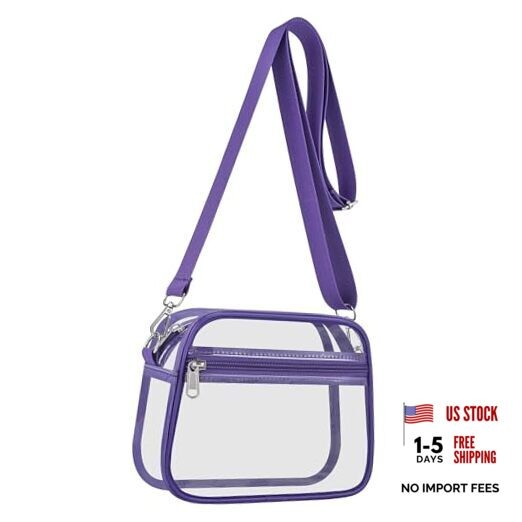 Clear Bag for Stadium Events Clear Sports Fan Handbags Purses with Large Purple