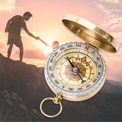 Brass Compass Outdoor Pocket Pocket Compass Compass Hiking Portable with Le…