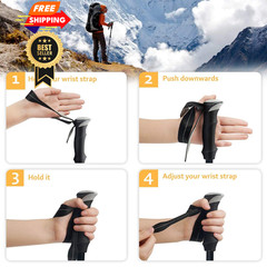 Covacure Trekking Poles Collapsible Hiking 100-120cm, Black (110-130cm)