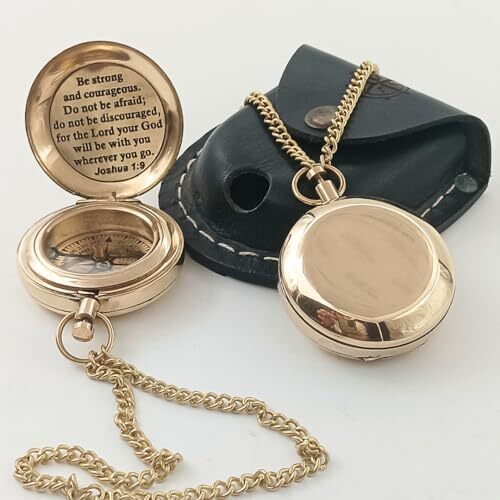 19 Brass Compass – Engraved Religious Gift for Baptism or Confirmation
