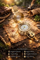 Brass WWII Military Compass, British Prismatic Pocket Compass- HIKING -CAMPING