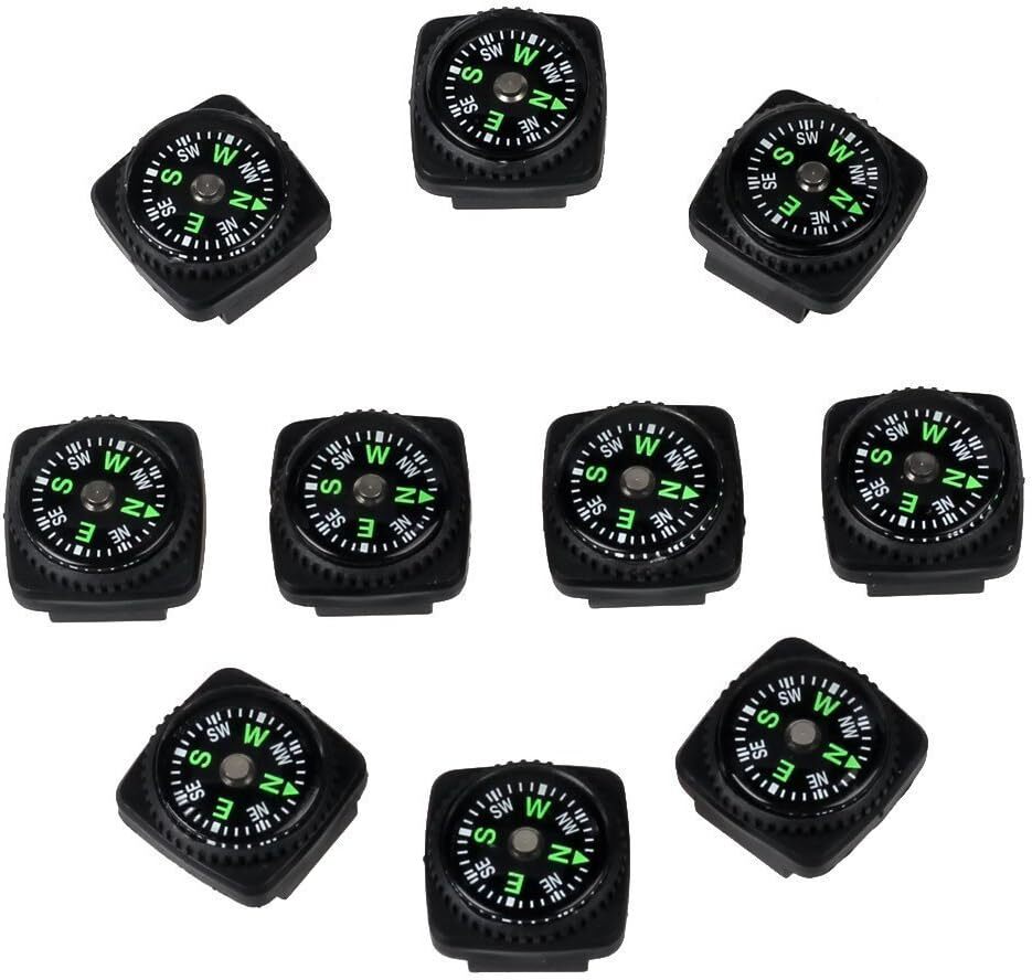 bayite Hard Shell Liquid Filled Button Compass Set for Survival Watch Band Pa…