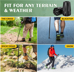 Universal Trekking Pole Tips 6 Pack – Shock Absorbing Rubber Caps 11mm