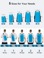 Waterproof Dry Bag for Women Men – 5L//20L/30L/40L Roll Top 10L – Blue