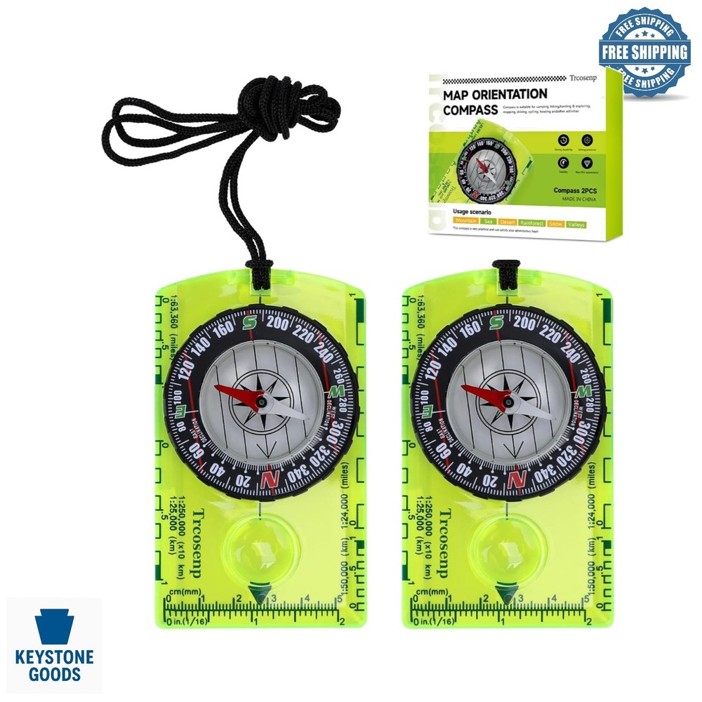 2-Pack Waterproof Kids Outdoor Compass with Magnifier & Scale