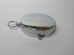 Vintage Flip Lid Compass pendant 1 3/4″ dia chrome metal made in Japan