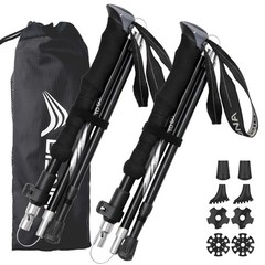 Collapsible Trekking Poles Aluminum Alloy Hiking Sticks 2 Piece Hiking