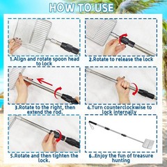 Beachcombing Beach Sand Scoop Adjustable Handle Anti-slip Grip For Sea Glass