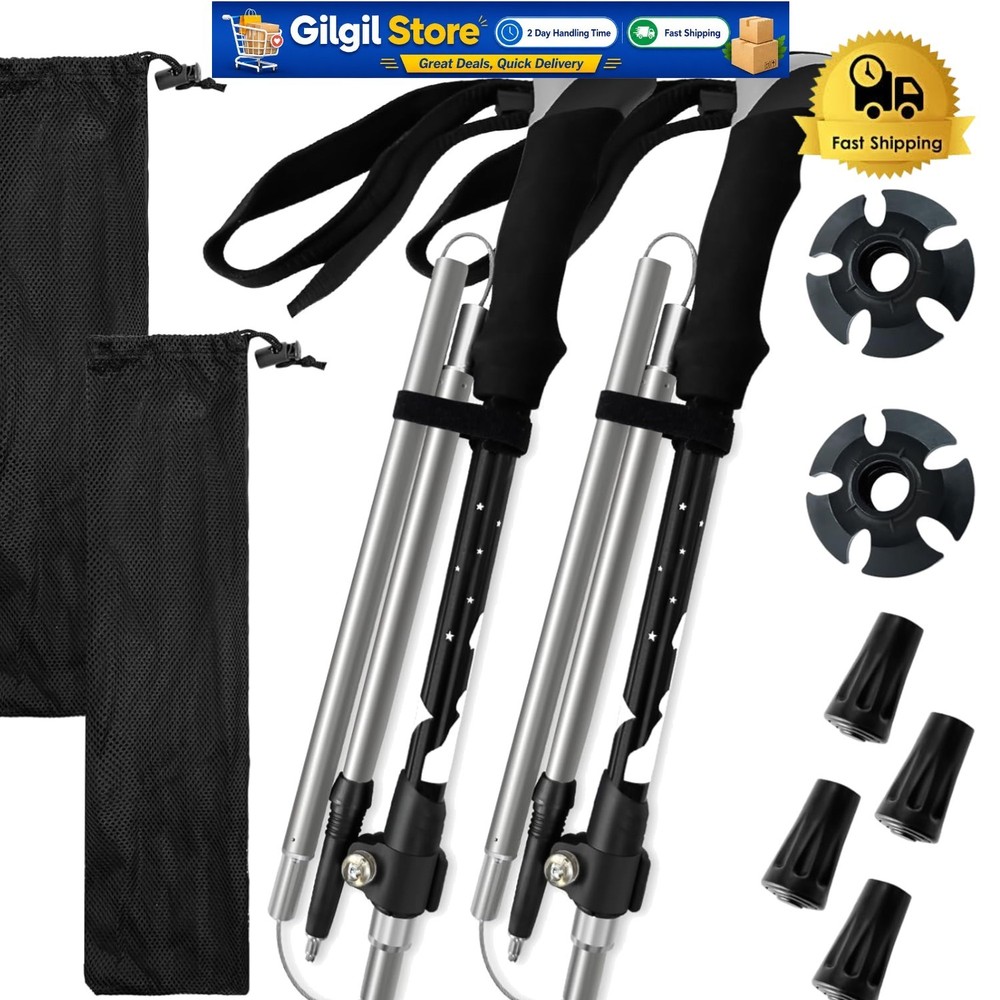 2-Pack Ultralight Trekking Poles – Compact & Durable Hiking Support for Families