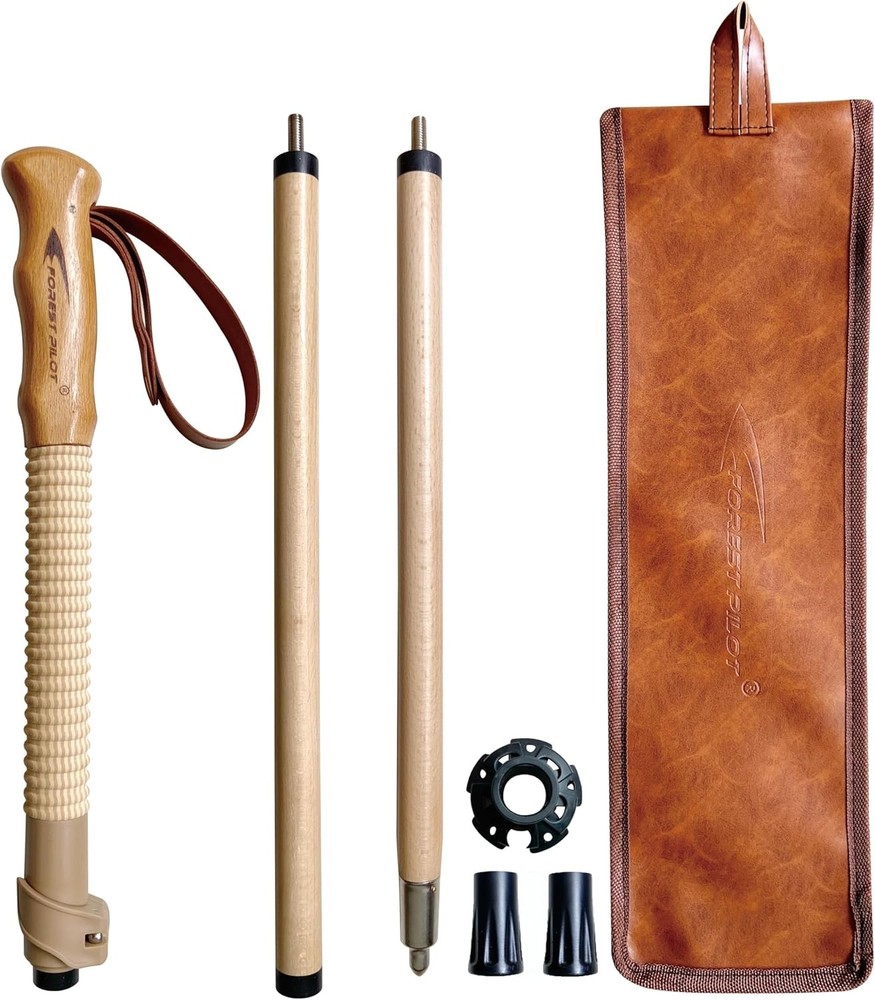 Trekking Poles- 1-pc Pack – Adjustable Hiking or Walking Stick –Strong, Brown