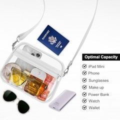 Clear Bag for Stadium Events Clear Sports Fan Handbags Purses with Medium White