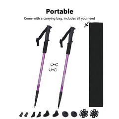 2PCS Trekking Hiking Poles Walking Sticks Adjustable Aluminum Alpenstock w/ Tips