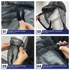 4 Pieces Adult Pest Control Mesh Suit Full Body Jacket Hood Gloves Pants