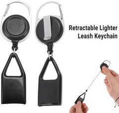 Black Lighter Clip Holder, Retractable Lighter Pouch, Stretch Cord Clip