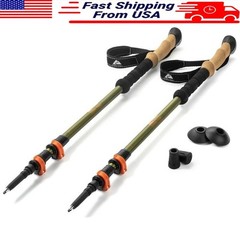 Aluminum Adjustable Trekking Poles Cork Grip EVA Down Hiking Set 26″-54″ A.Q.L.