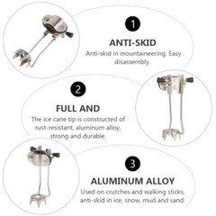 1PC Winter Hiking Grip Crutches Outdoor Crampons Cane Ice Attachments