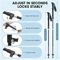 Folding Hiking Poles, Lightweight 7075 Aluminum Alloy Mountain Tech Trekking Pol