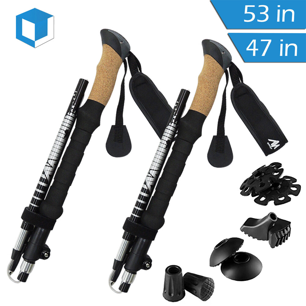 2Pc Ayamaya Collapsible Hiking Poles Walking Trekking Sticks Aluminum Foldable