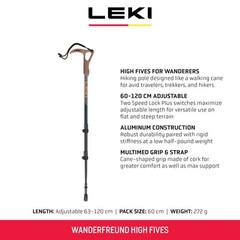 Adjustable Hiking Pole Walking Stick 60-120 cm Lightweight Cork Grip Blue Orange