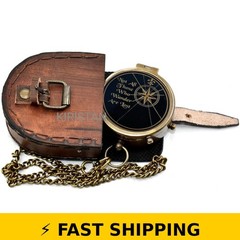 Kiristan Vintage Brass Compass with Leather Case – Inspirational Gift
