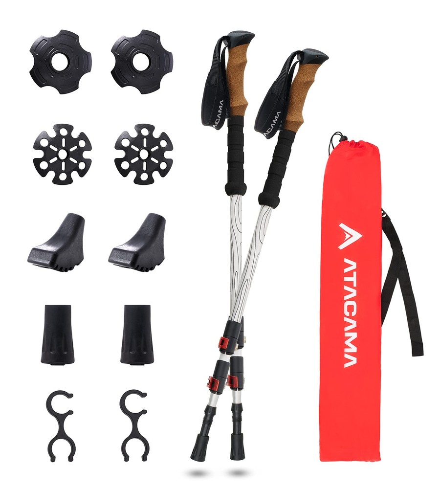 Lightweight Adjustable Aluminum Hiking Sticks With Cork Handle – Telescopic T…