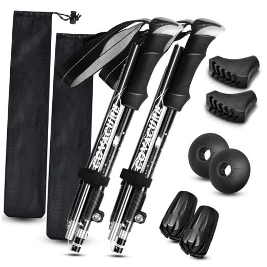 Hiking Poles Collapsible Trekking Poles – Aluminum Black Short(100-120cm)