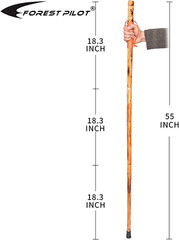3Pc Detachable Fir Wood Walking Stick for Hiking with Compass 55 Inches – with A