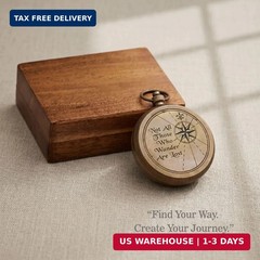 Compass Gift for Mom/Dad, Vintage Pocket Compass Engraved with Go Confidently Cu