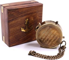 Vintage Brass Compass with Engraved Quote – “Go Confidently in The Direction of