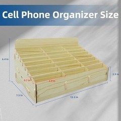 Grids Cell Phone Holder Classroom Pocket Chart Organizer,Wooden Storage Box 24