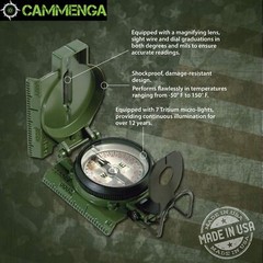 Cammenga Official US Military Phosphorescent Lensatic Compass, Olive Drab Acc…