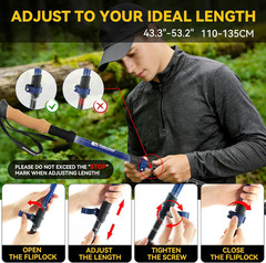 Carbon Fiber Trekking Poles Lightweight – Collapsible Hiking Poles with Cork Gri