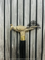 AURA 37″ Brass Peacock Bird Handle Walking Stick Rosewood Cane Grandfather Gift